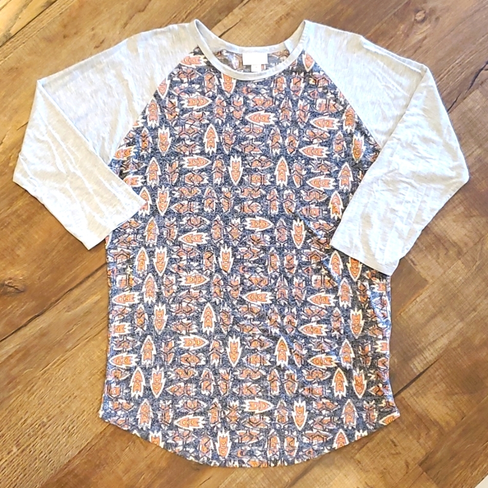 LuLaRoe Crewneck 3/4 Length Sleeve Tribal Arrowhead Print Womens Size Medium